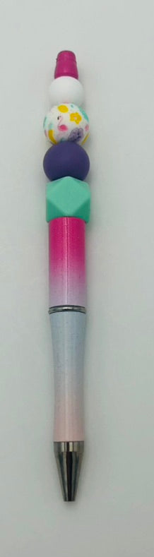 Beaded Pen - Pink and White