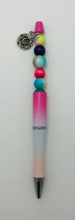 Beaded Pen - Pink and White