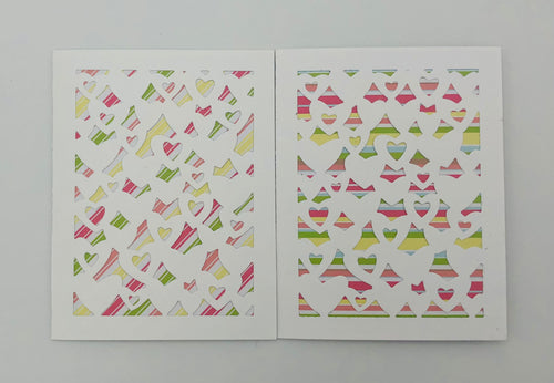 Hearts Note Cards - Stripes