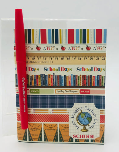 School Themed Mid-Size Notebook With Pen